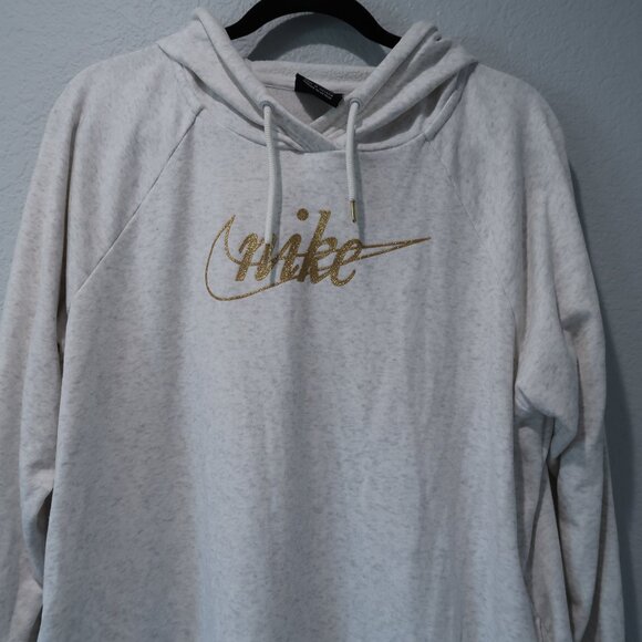 Nike Dress Womens Oversized Midi Hoodie Tunic Metallic Gold Gray White Top S - Picture 3 of 17